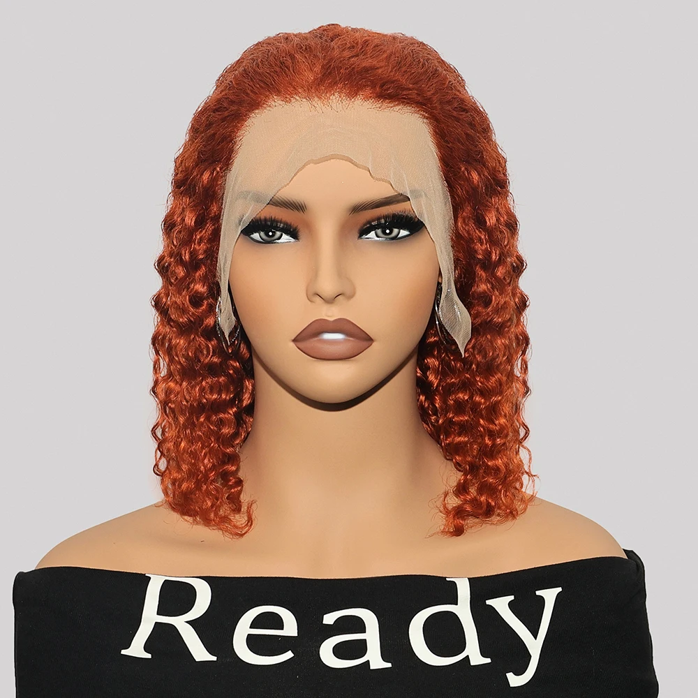 Highlight Wasserwellen-Perücke 4/350 Braun-Ingwer-Orange 200% Dichte Lace Front Perücken 13x4 Lace Frontal Echthaar-Perücken 10-16 Zoll