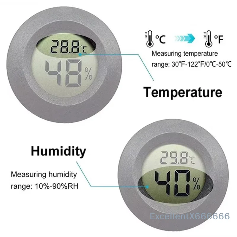 Mini Digital Hygrometer Thermometer Battery Operated ℃/℉ Switchable for Indoor Garage Storage Room Use