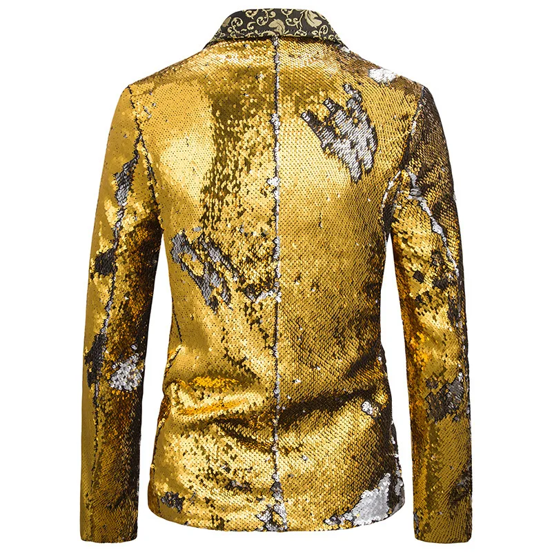 Fashion Singer Luxury Stage Performance Sequined Suit One Button Jacket New Men Wedding Dance Party Bar KTV Trendy Blazer Coat