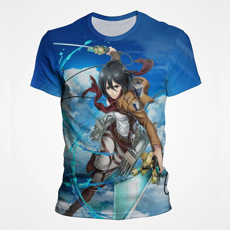 Camiseta con estampado 3D de ataque gigante a los Titanes para hombre y mujer, camiseta de Anime de moda con cuello redondo, ropa de calle, Top