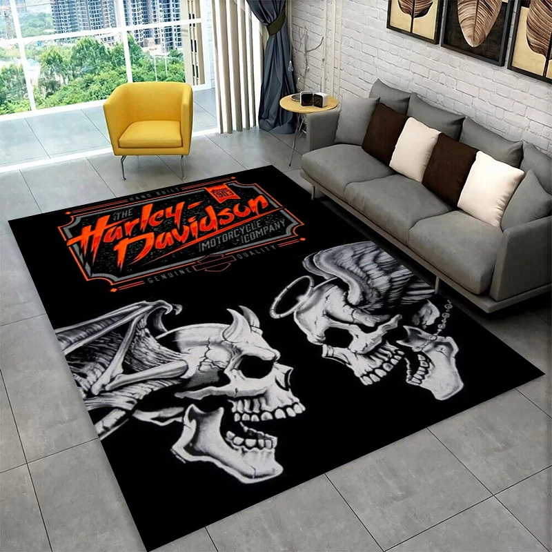 Retro H-Harleys Racing Moto Non-Slip Area Rug for Living Room,Bedroom,Playroom,Soft Carpet Floor Mat Home Decor Rug Kids Room view 5