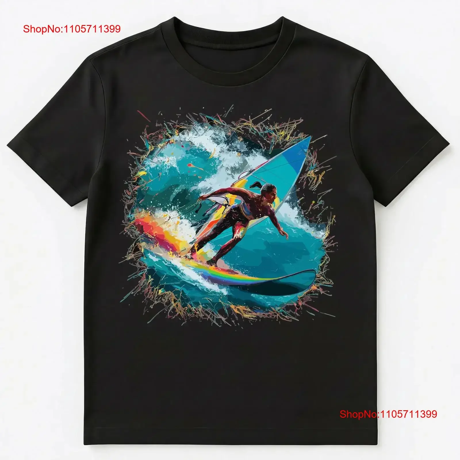 Colorful Paint Splash Female Windsurfer Art T Shirt long or short sleeves vintage Washed Top For Everyday Wear graphic homme