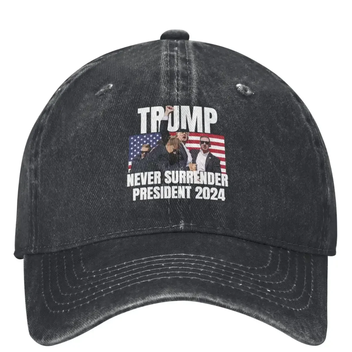 Trump Shot Never Surrender President 2024 Casual Baseball Cap Spring Trucker Hat Breathable Outdoor Sport Snapback Cap