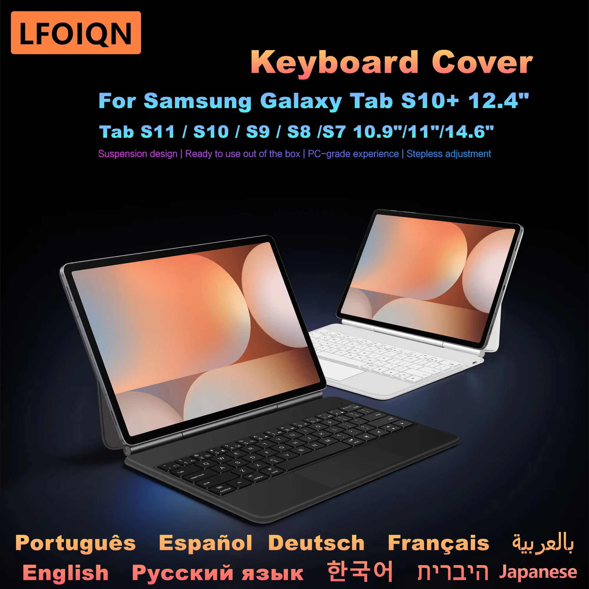 LFOIQN Magic Keyboard für Samsung Galaxy Tab S10+ 12,4 Zoll S10 FE 10,9 S9+ S8 S7 Plus 11 Ultra 14,6 Smart Book Cover Case Slim