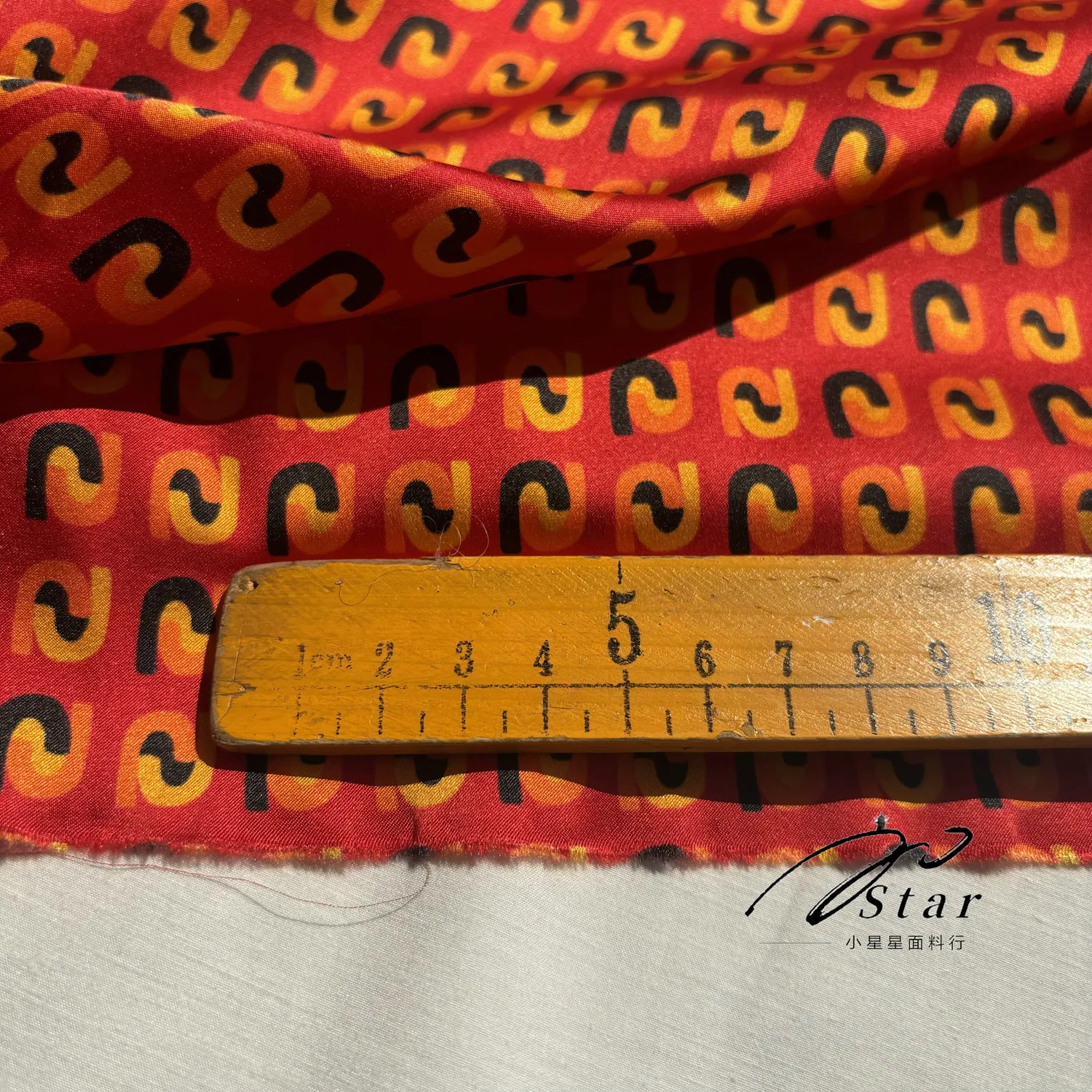 Orange Printed Stretch Silk Crepe Satin Fabric Silkworm Silk Satin Fabric Cheongsam Dress Spring and Summer