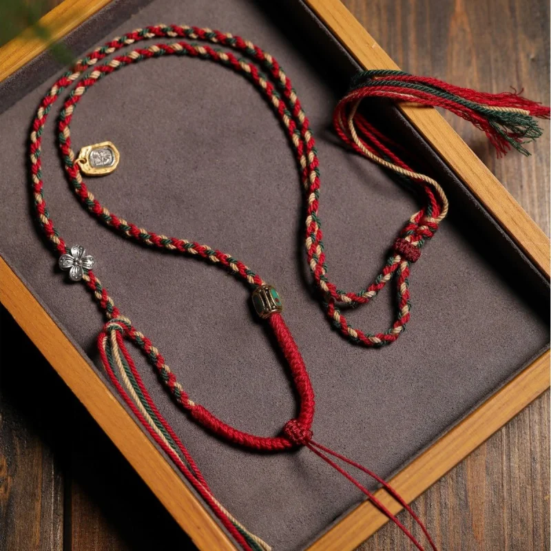 

Tibetan Hand Rub Cotton String Beeswax Necklace Rope Thangka Amulet High-Grade Lanyard/Pendant Rope Handmade Braid Rope Ethnic S