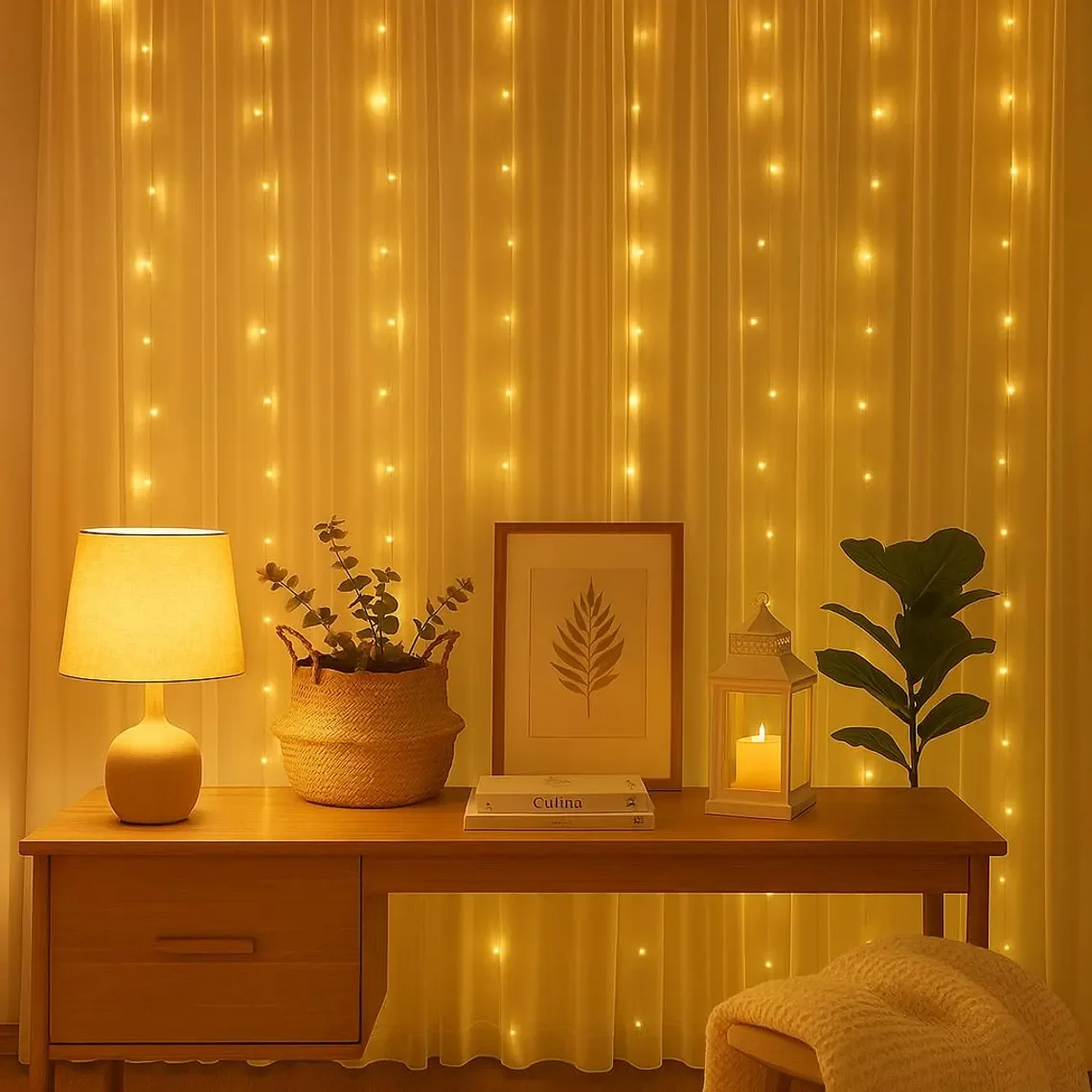 أضواء سلسلة خرافية LED على طراز الخطاف، وأضواء ستائر USB، وأضواء زخرفية لمهرجان شجرة عيد الميلاد، و8 أوضاع وجهاز تحكم عن بعد