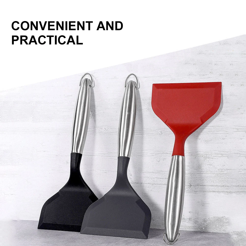 

Лопатка вок из нержавеющей стали, силиконовая лопатка для приготовления пищи, кухонная утварь, антипригарная ручка, кухонные принадлежности, силиконовая лопатка