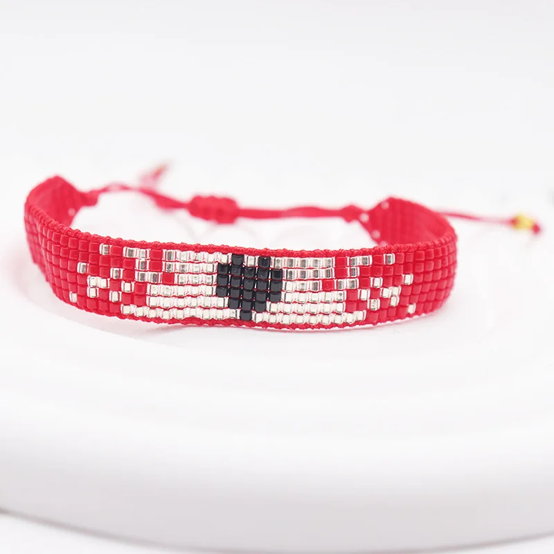 Beaded bracelet Originality Heart-shaped Design Hand knitting Adjustable Bohemia Tide Simple Rice bead bracelet