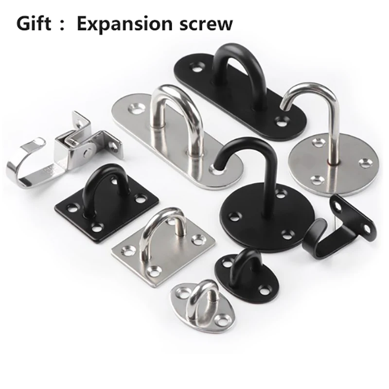 Wall Crown Hook Ceiling Hook Hardware Stainless Steel Eye Plate Oblong Pad Eye Plate Metal Staple Ring Hook Deck Buckle Staple