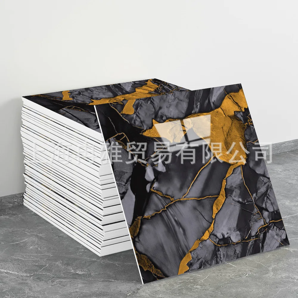 Faux Marble Gilding 3D Self Adhesive Wall Tile Stickers Waterproof Oil Proof Wallpaper For Home Wall Renovation Decor