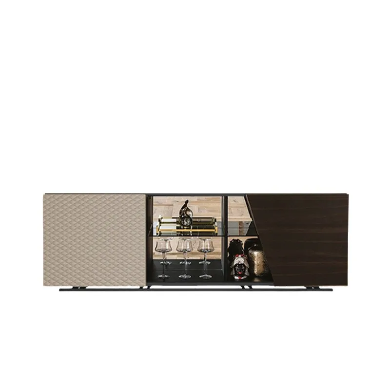

Italian light luxury dining side cabinet household living room floor decoration locker post-modern high-end solid wood storage p