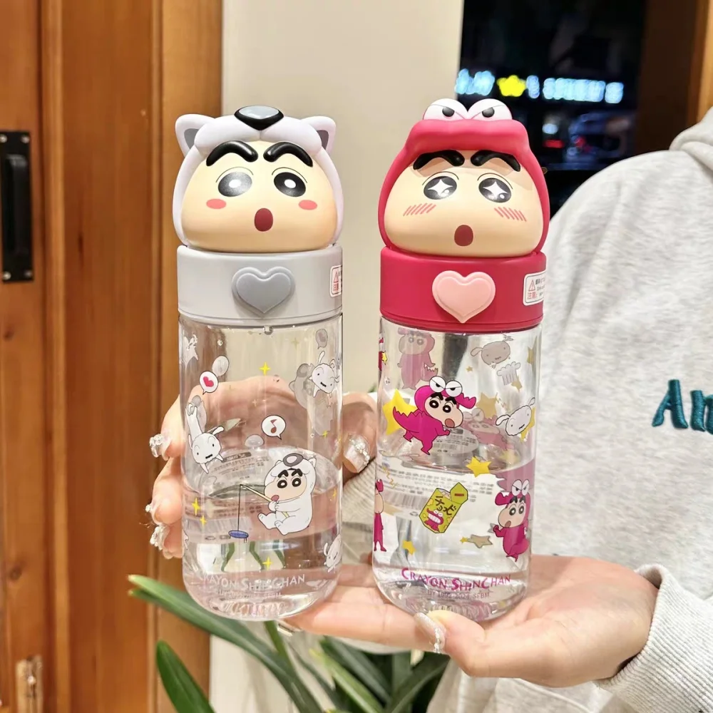 

Genuine Anime Crayon Shin-Chan Cartoon Transparent Water Cup Summer Student Camping Picnic 500Ml Portable Water Cups Gifts