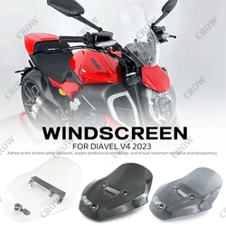For Ducati Diavel V4 2023 Motorcycle Accessories New Transparent Windscreen Windshield Touring Wind Deflectors