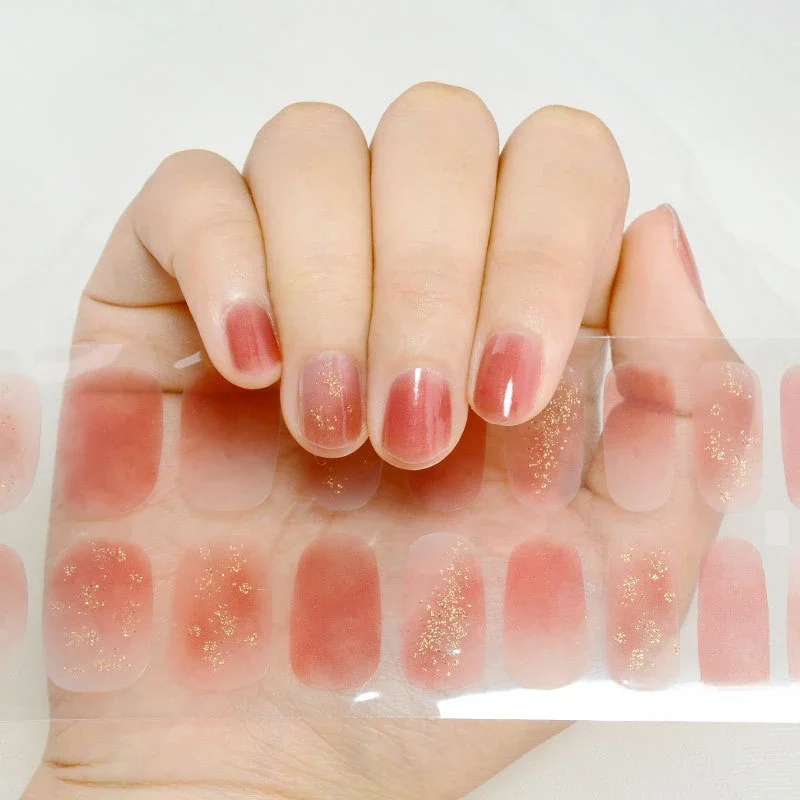 Tiras de uñas de Gel semicuradas, fototerapia, mejora de uñas, cubierta completa, lámpara UV, necesita manicura francesa