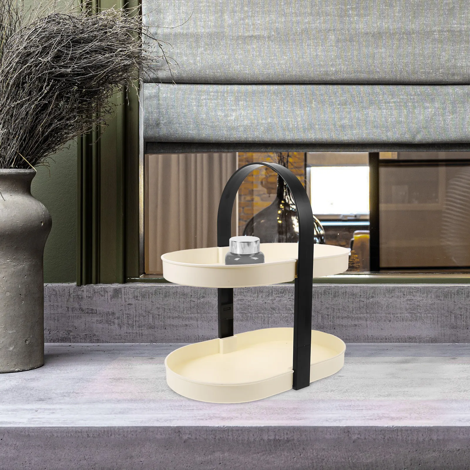 

Органайзер для косметики с 2-мя слоями, съемными секциями и ручкой, настольная полка для парфюмерии, уходовой косметики и ванной комнаты