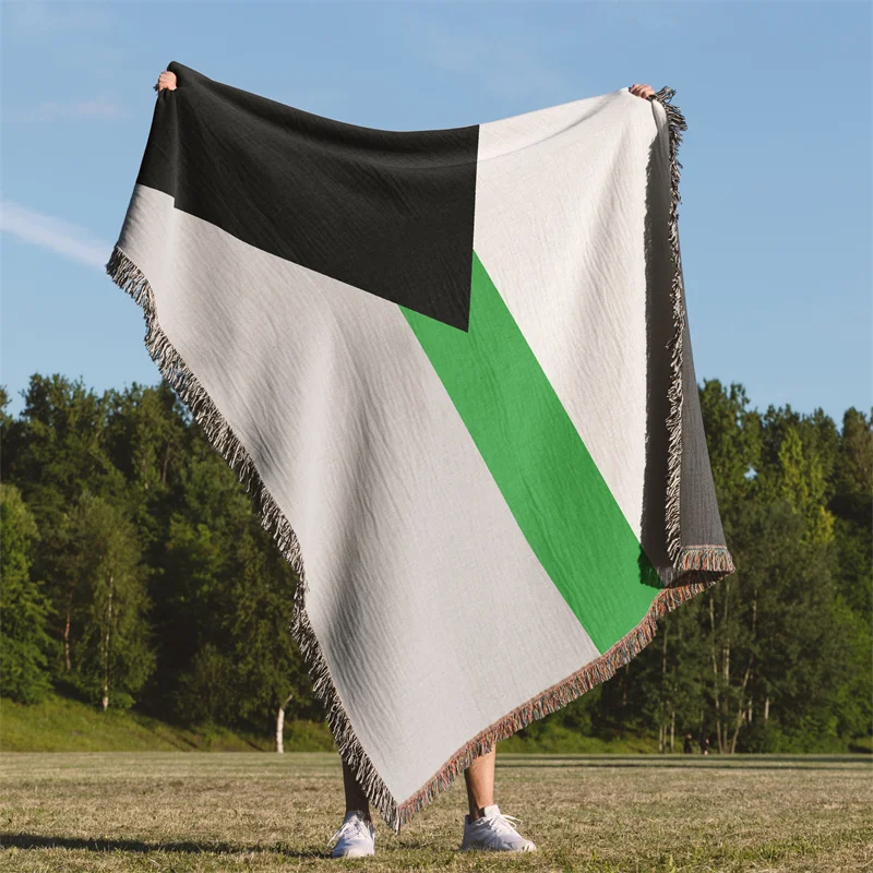 

Aertemisi Demiromantic Pride Flag Demisexual LGBT Rainbow Jacquard Fringed Woven Throw Blanket