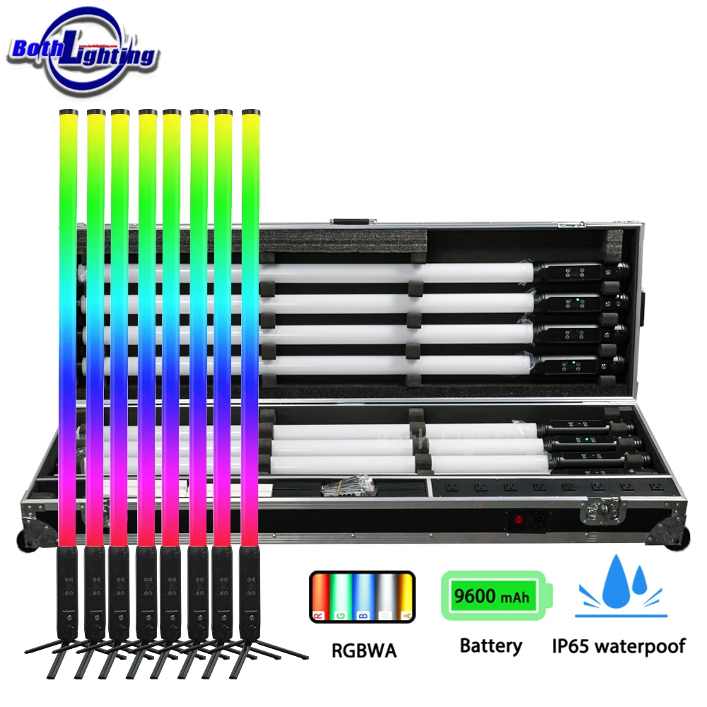 8pcs Charging Case Wireless Pixel DJ Tube Battery Decorative Light 360 Led For Wedding DJ Stage Light Event Entertainment