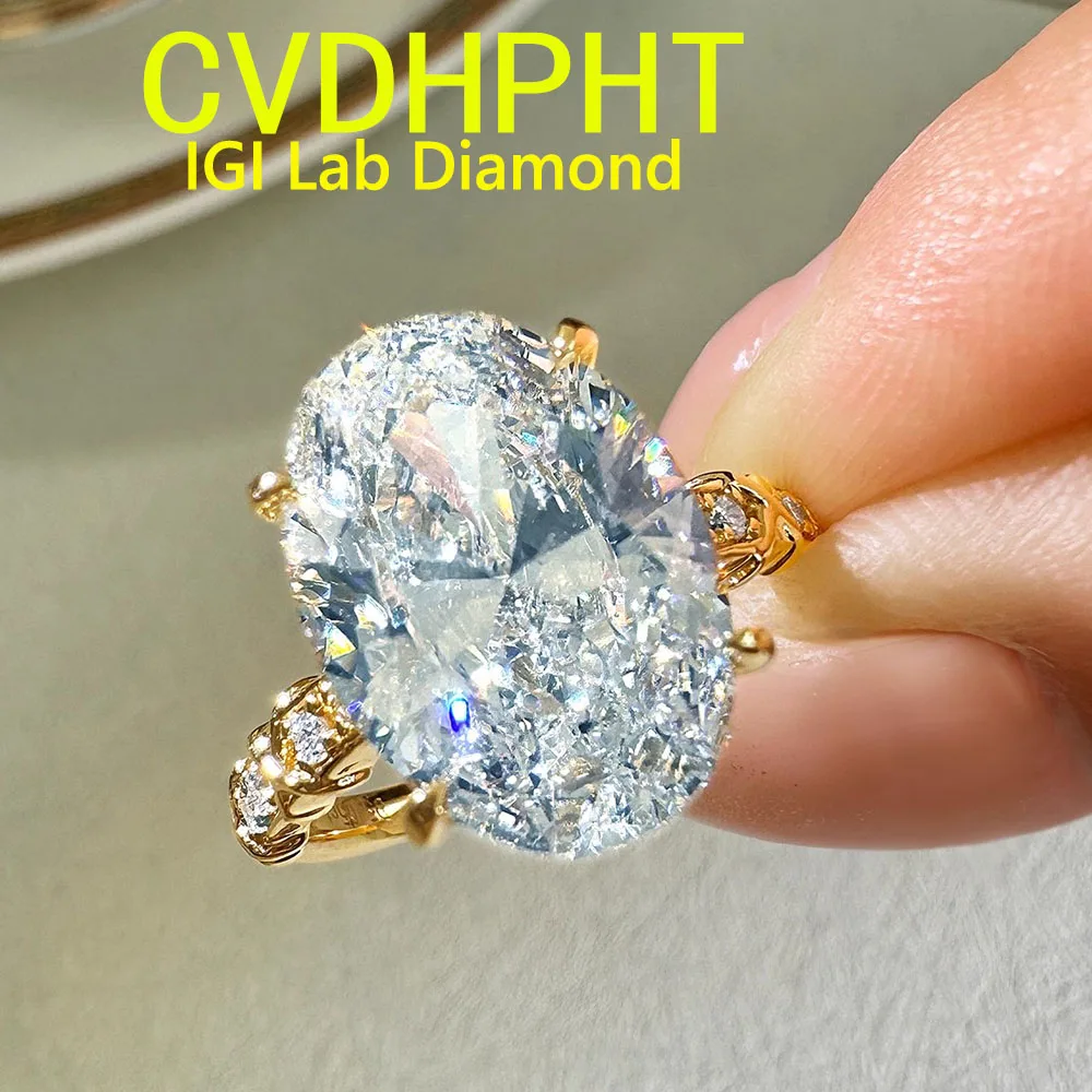 

18K Gold Oval Cut Lab Grown Diamond Engagement Ring 1- 5ct CVD diamond ring Lab Diamond Engagement Ring Halo Ring IGI