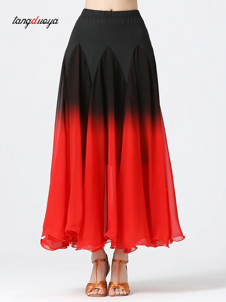 Modern dance half-length skirt New Modern Dance Performance Costumes Long Gradient Color Dancing Skirt with Large Hemline