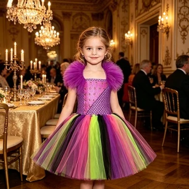 Girls  Fancy Tutu Skirt, Villain Inspired Cosplay Outfit for Kids, Birthday Party and Themed Halloween Dress Up
