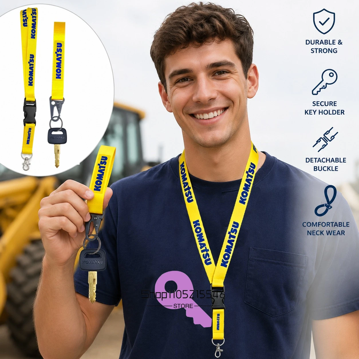 2/5/10PCS 787 Key for Komatsu PC56/60/70/110/200/220/300/450 Ignition Keys Excavator Parts Keychain Strap Key Rope Chain Keyring
