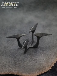 ZHUHE Dark Spiked Open Ring New Gothic Style For Women And Men Jewelry Accessories