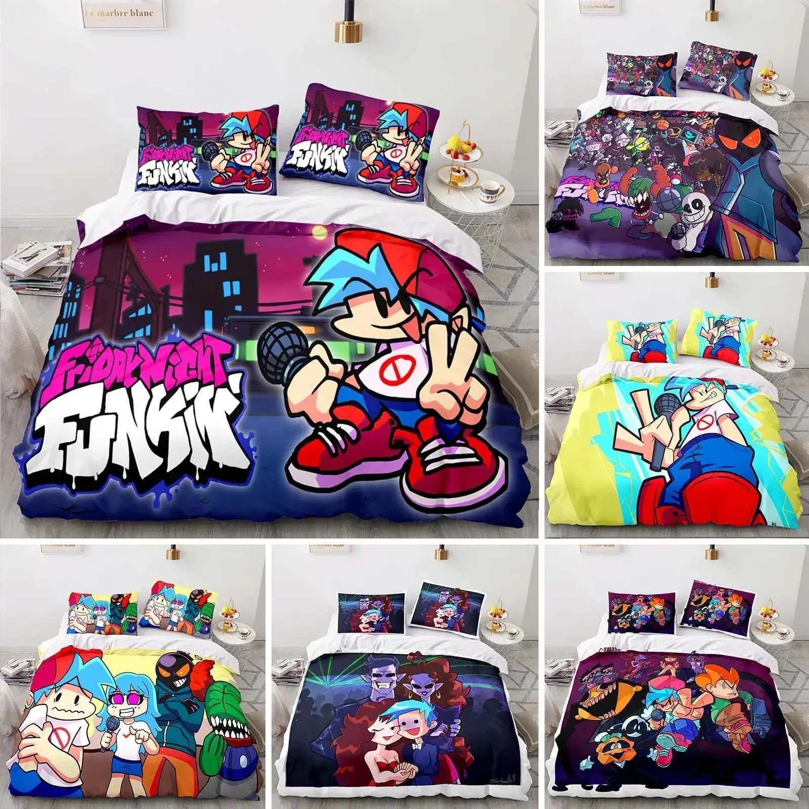 

3D Print Friday Night Funkin Bedding Set Single Twin Full Queen King Size Kawaii Bed Set Aldult Kid Bedroom Duvetcover Sets