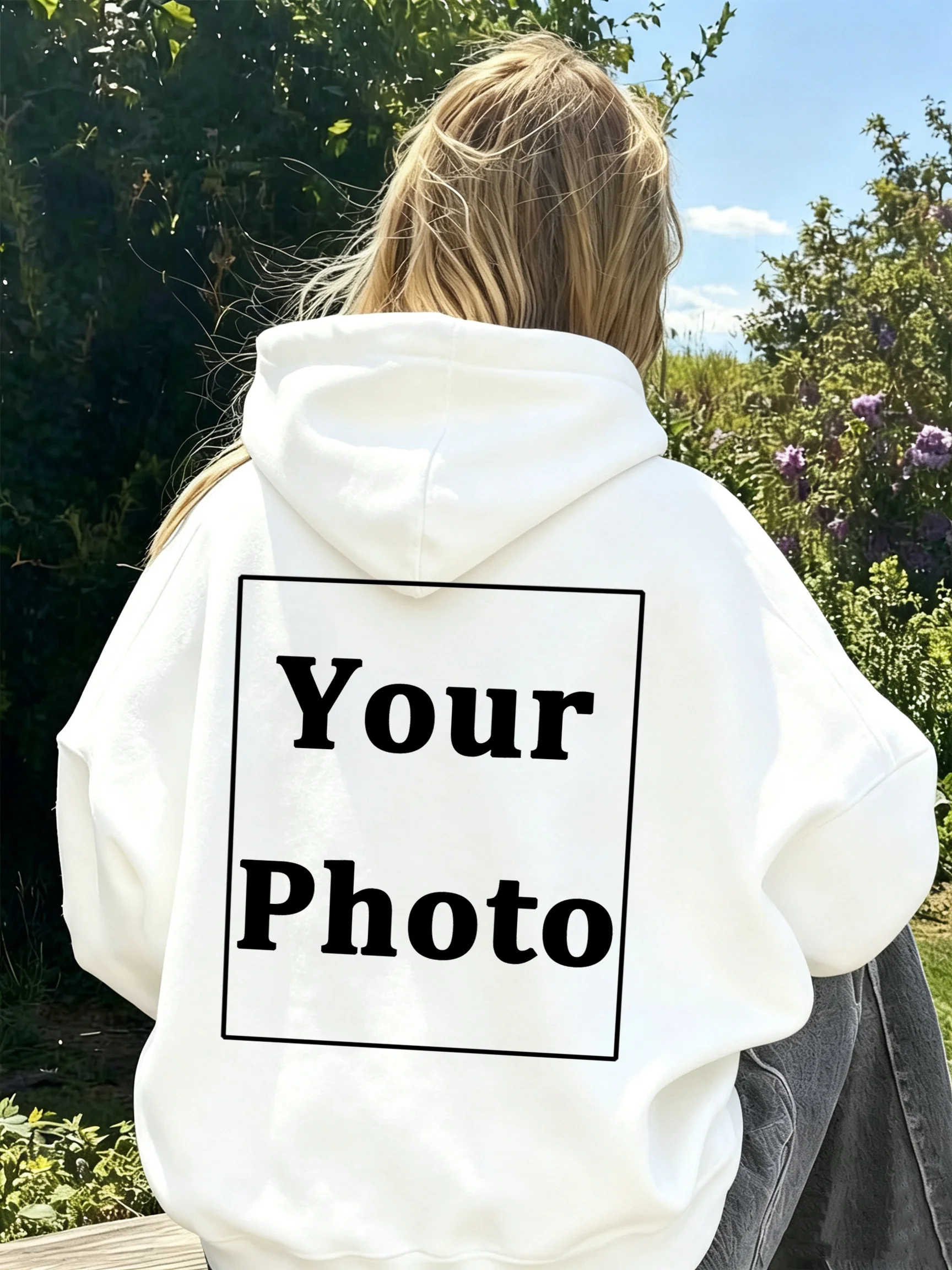 Personalized Custom DIY Woman Autumn Winter Fleece Pullovers Casual Loose Y2K Hoody Street Sport Clothing All-Match Y2K Tops