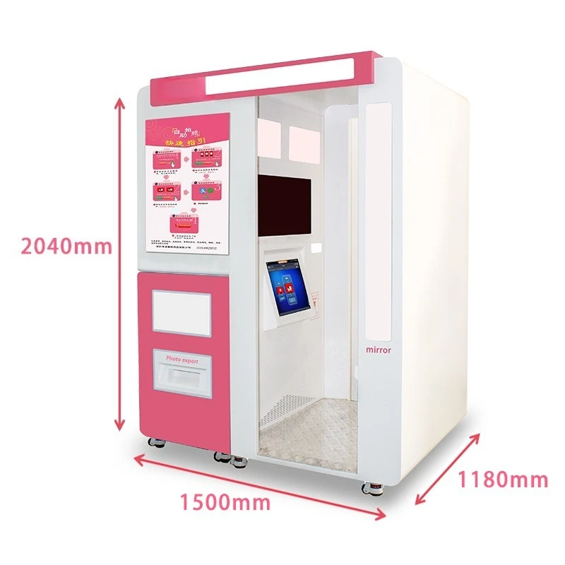 Professional touch screen photo booth with camera and printer For government and business coin-operated selfie booth