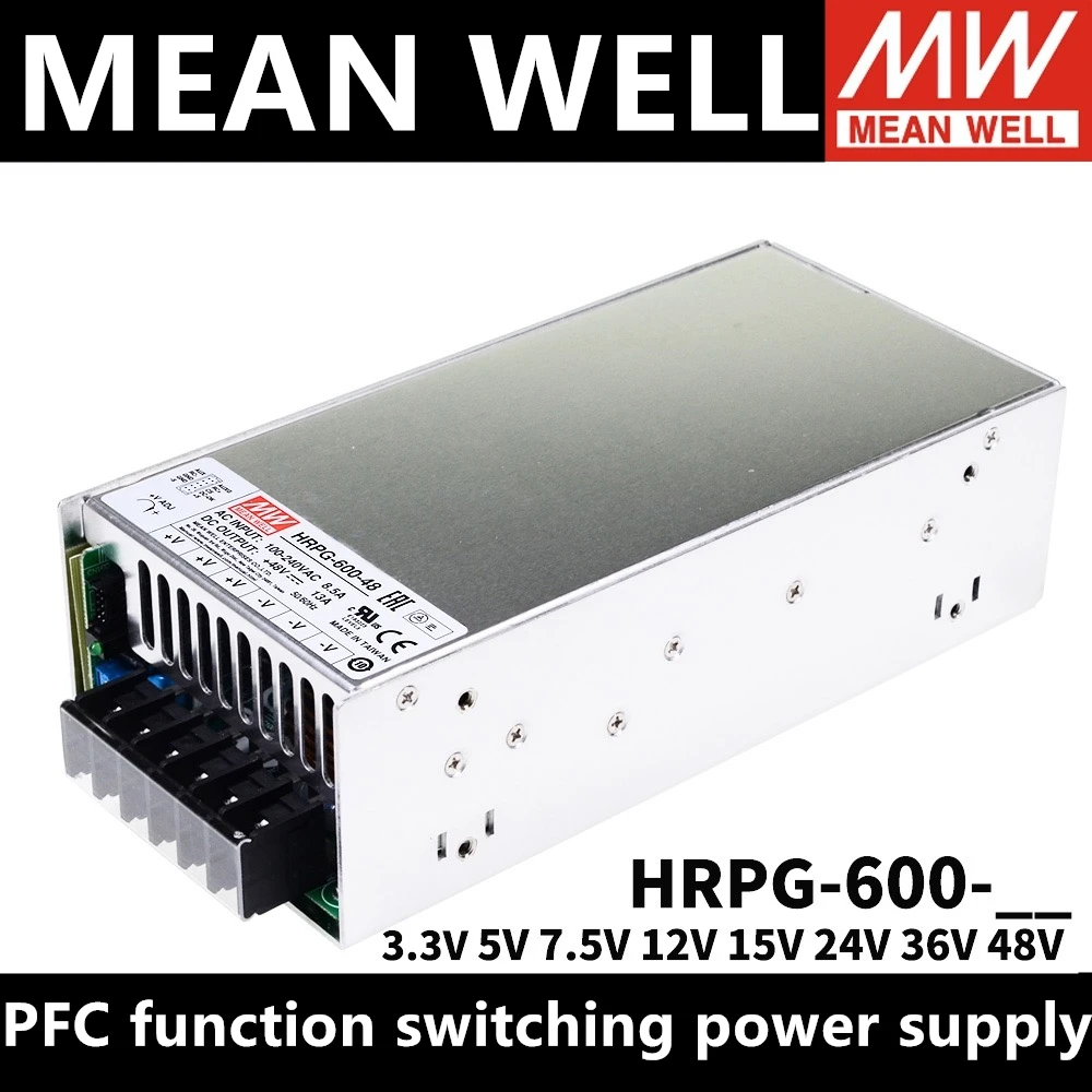 MEAN WELL HRPG-600-12 HRPG-600-7.5 HRPG-600-24 HRPG-600-36 HRPG-600-48 переключатель функций одиночный групповой выход PFC источник питания