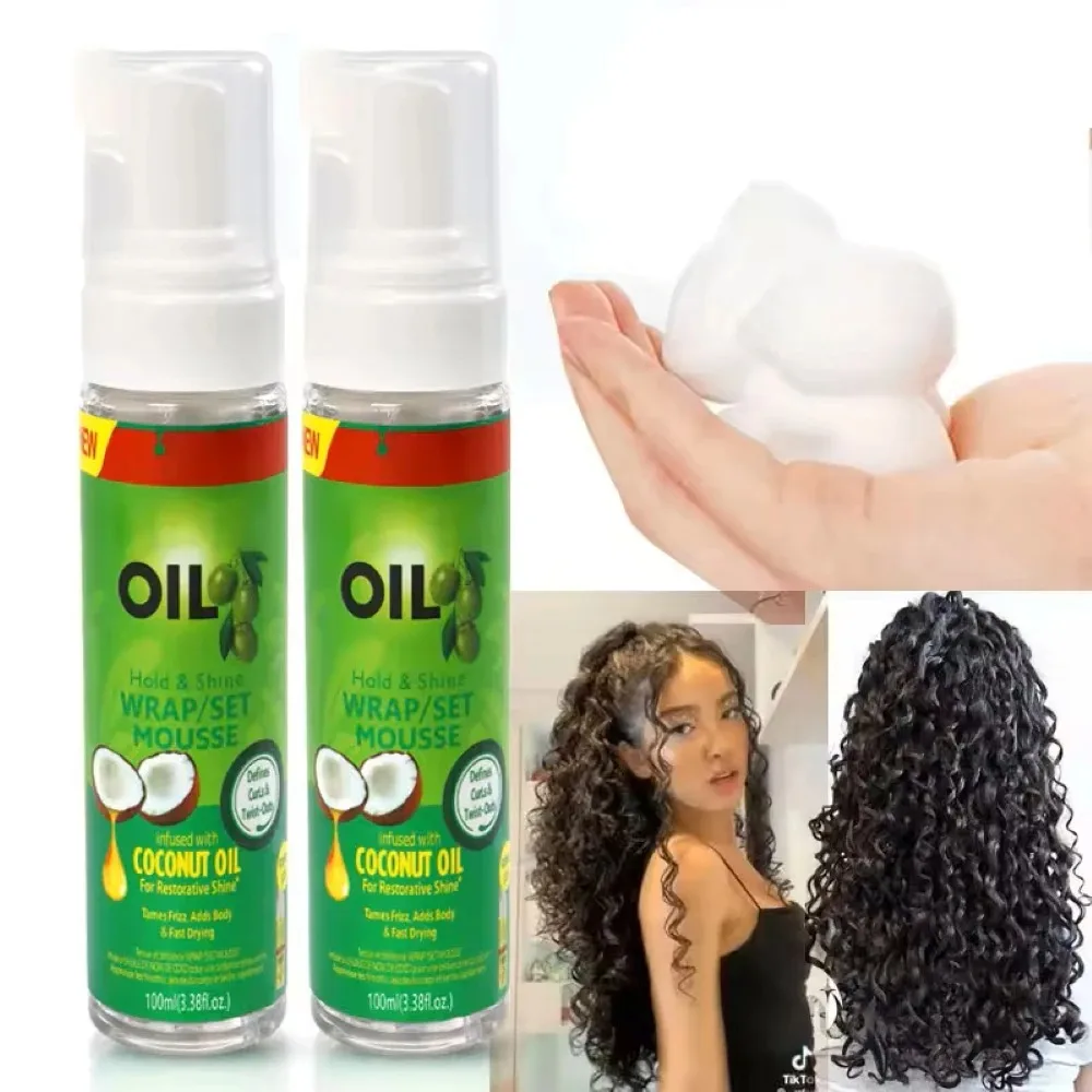 

Мусс для укладки кудрявых волос 100 мл, сильная фиксация, с оливковым маслом, против пушистости, для укладки париков, для женщин