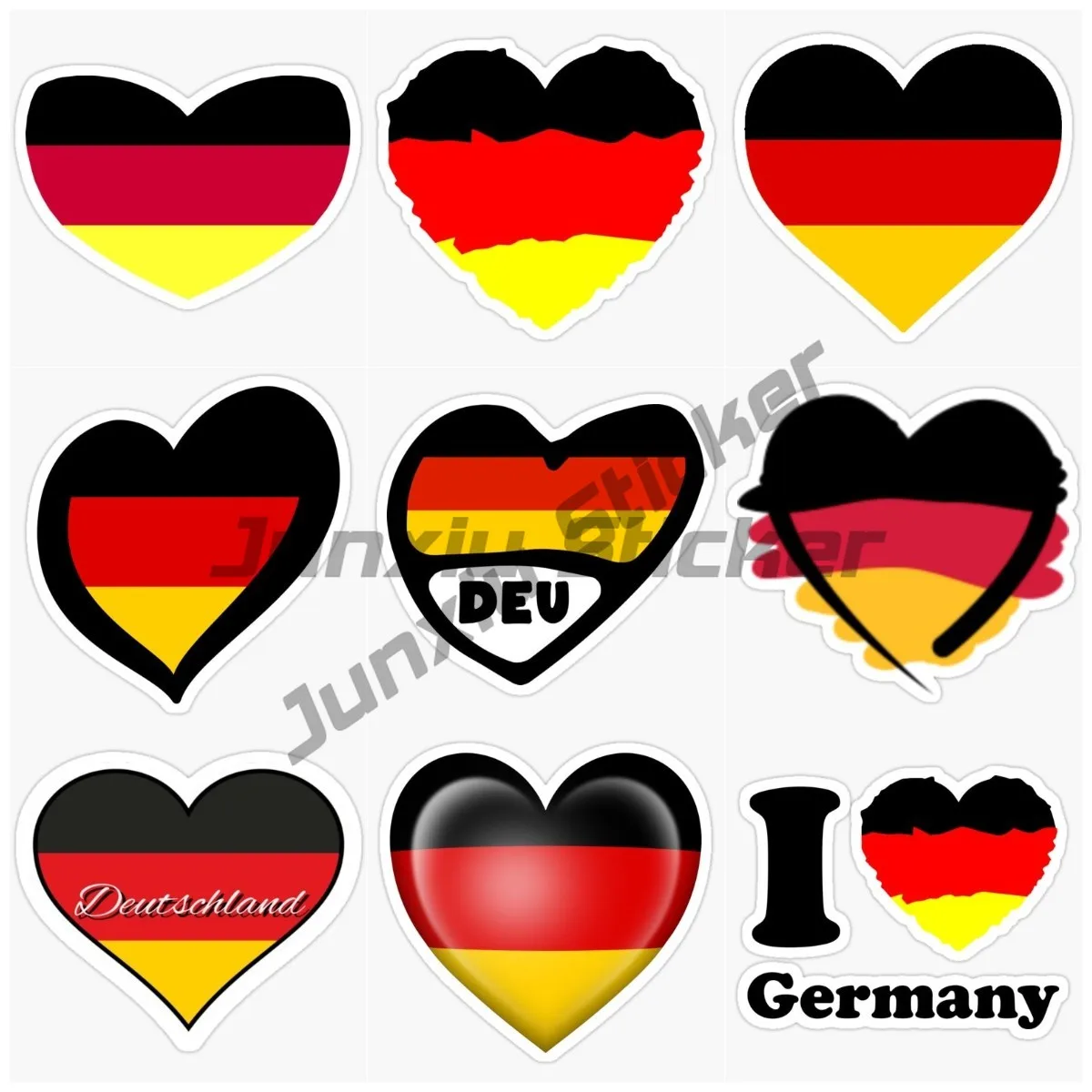 

Love Shaped German National Flag Topographic Map Car Sticker Vinyl Self-adhesive Suitable Car Windows Trucks Waterproof Sticker