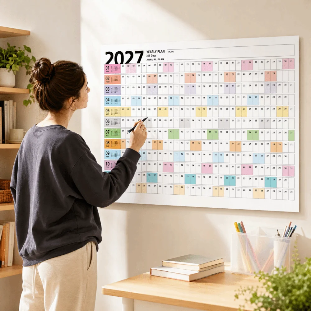 Wall Mounted 2027 Calendar Planner Sheet Large Schedule Sticker Wall Calendar Planner Target Schedule Organizer Office Supplies
