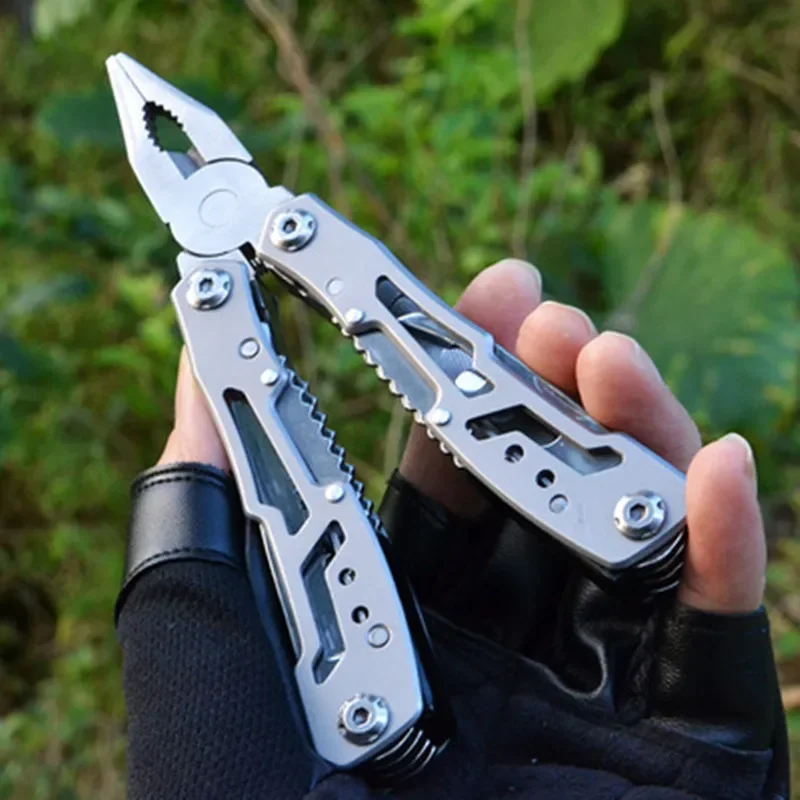 Outdoor stainless steel folding portable multifunctional pliers screwdriver combination small multi-purpose camping equipment