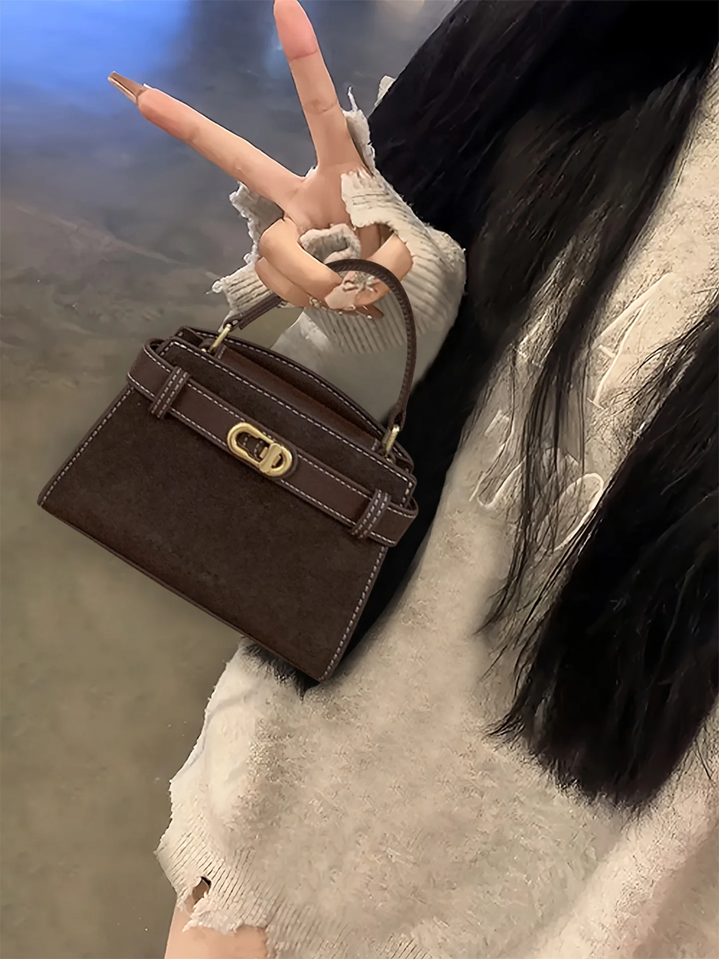 

Cé Brown Bag Women's 2025 New Autumn Winter Luxury Small Luxury Handbag for Work Soft Magnetic Bule Closure Square ...