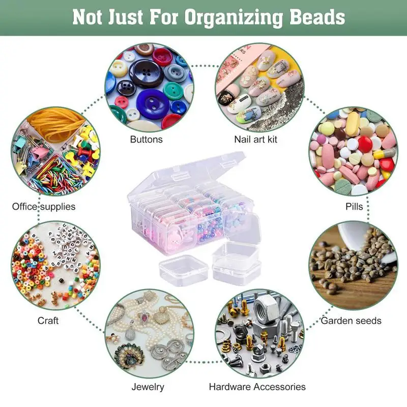 Clear Plastic Storage Organizer Box Adjustable Compartments Sturdy Latch for Sewing Needle Thread Button Craft Supply Storage