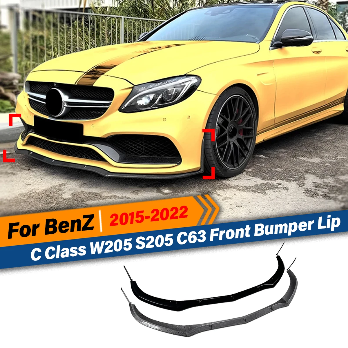 Для Mercedes Benz C Class W205 S205 C63 2015 2016 2017 2018 2019 2020 2021 2022 AMG Передний бампер Губа Автозапчасти Аксессуары