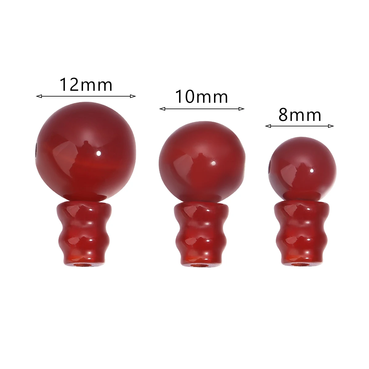 2 Set/Lot 6-10mm Natural Red/Black Beads 3 Hole Buddha Head Guru Spacer Bead for DIY Craft Handmade Gems Stone Bracelet Necklace