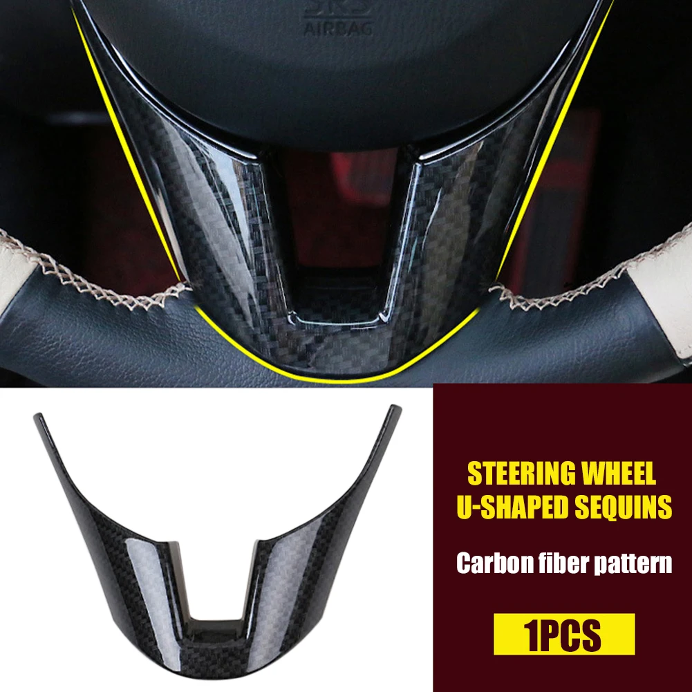 

Car Decoration Carbon Fiber Steering Wheel Decorative Frame Steering Wheel Panel Cover Trim for Mazda 3 Axela 2014 2015 2016