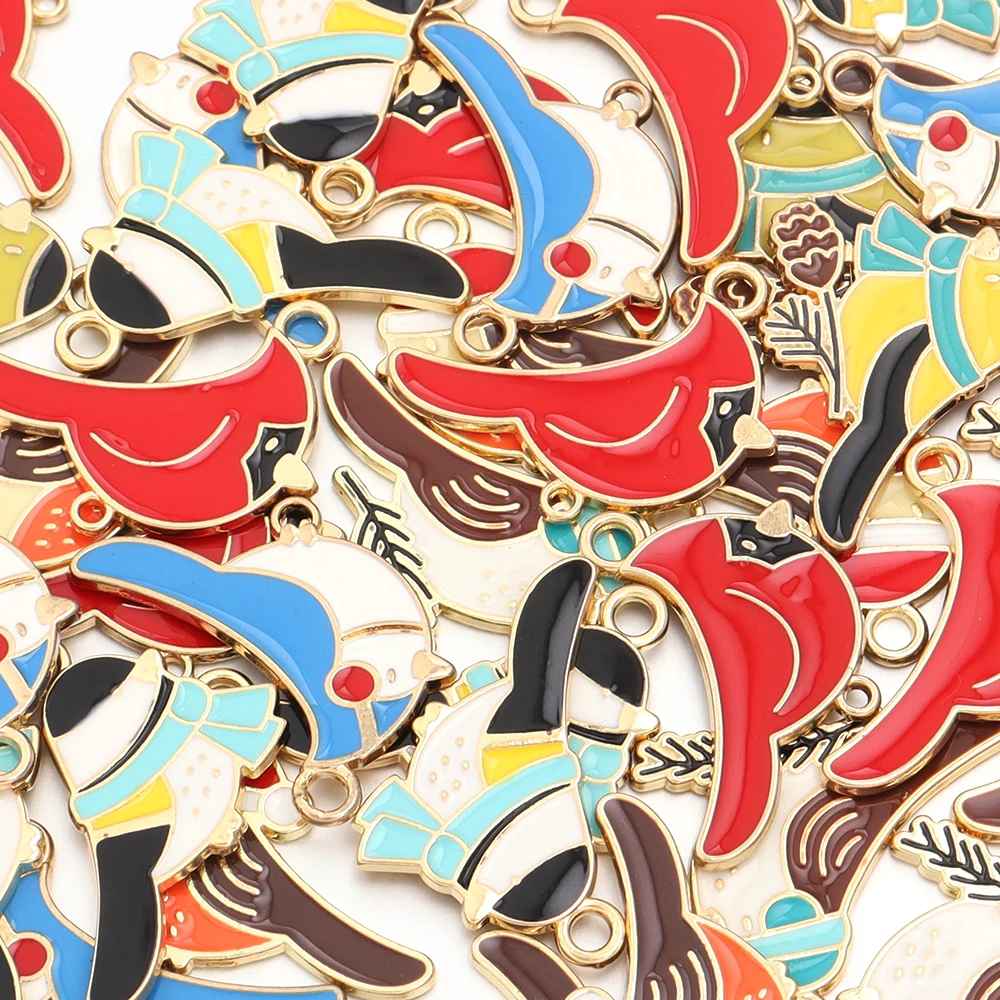 10pcs 16mm Cute Enamel Small Bird Charms Kawaii Charms Pendant for Earring Necklace Bracelet DIY Jewelry Making Accessories