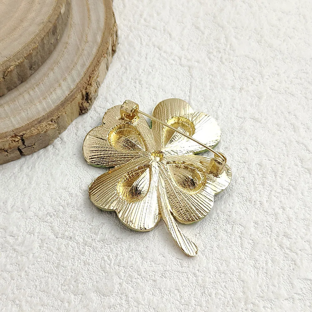 بروش أزياء البرسيم حجر الراين، شارة حقيبة ممتعة، دبوس طية صدر السترة للرجال والنساء معاطف وبدلات، هدية مثالية للأصدقاء #4