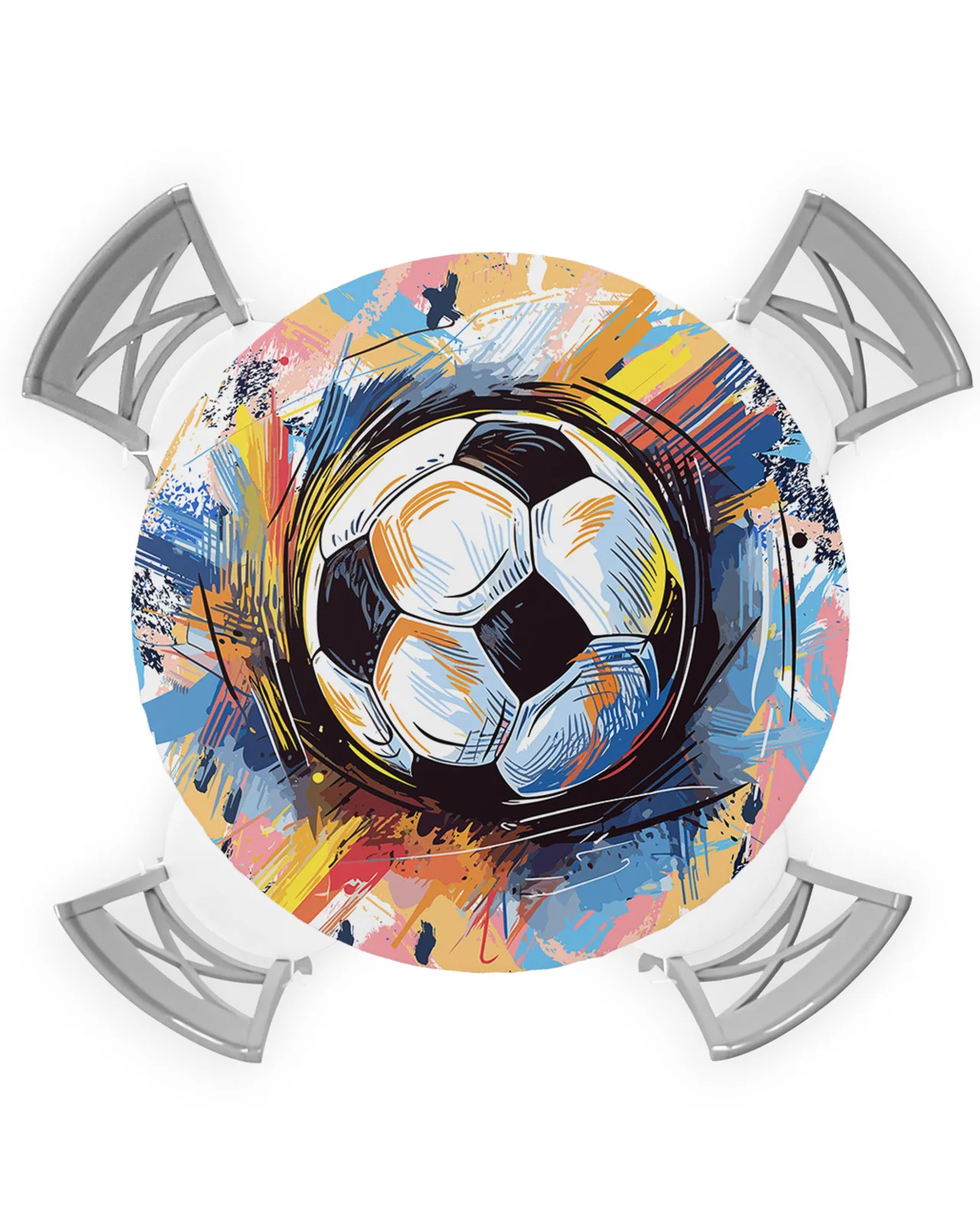 Sporty Style Football Balls Round Elastic Edged Table Cover Protector Cloth Waterproof Rectangle Fitted Tablecloth