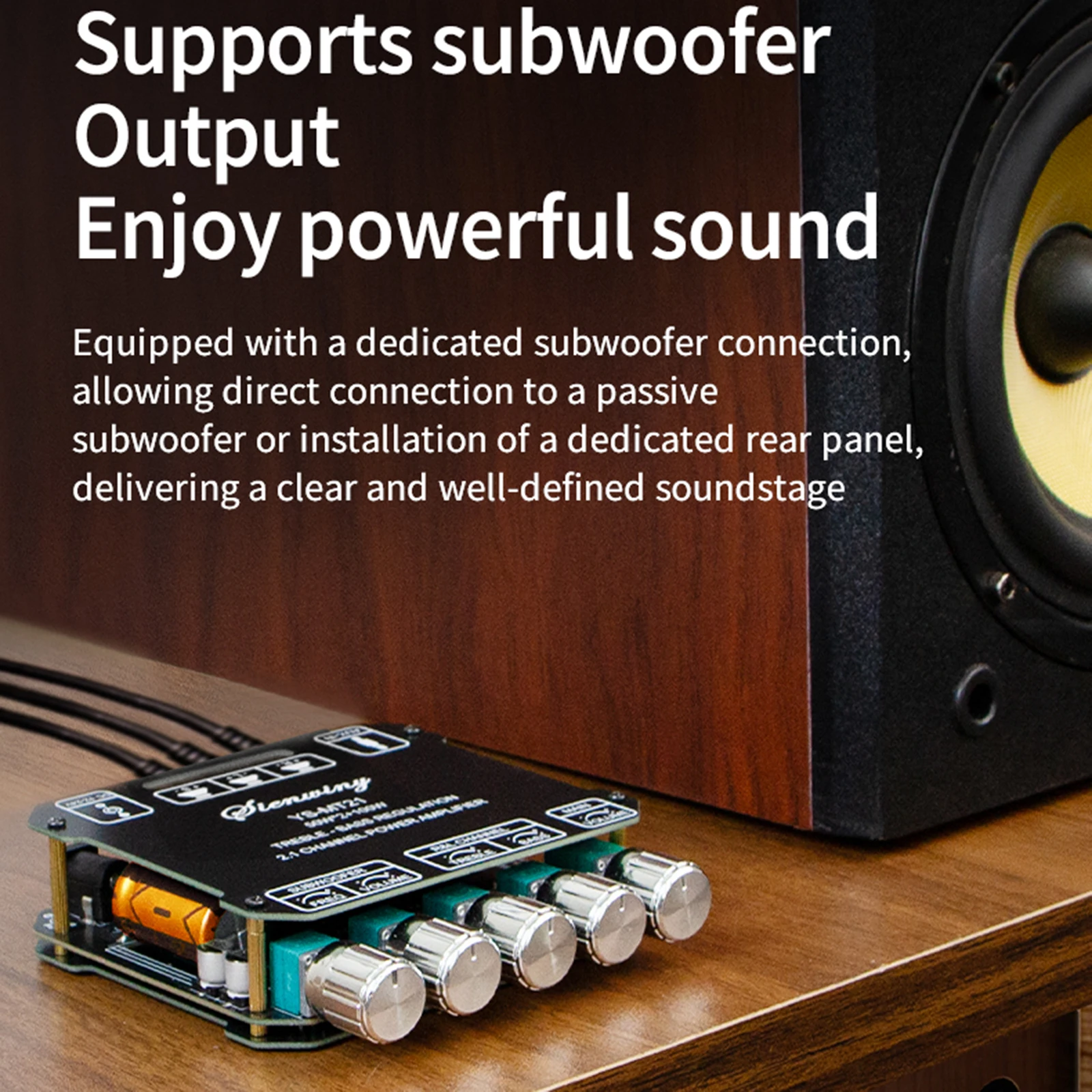 YS-MT21 2.1-Channel Audio Power Amplifier 100W*2+100W Digital Module Subwoofer AUX Blutoth Wireless 12/24V Stereo HiFi Speaker