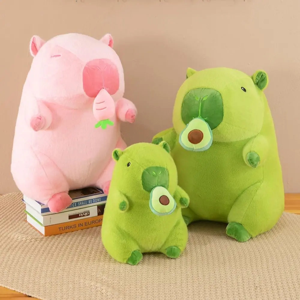 Juguete de peluche de capibara de aguacate de algodón PP, muñeco de capibara de fresa esponjoso de simulación, Capibara rosa suave, juguete esponjoso de Anime, decoración del hogar