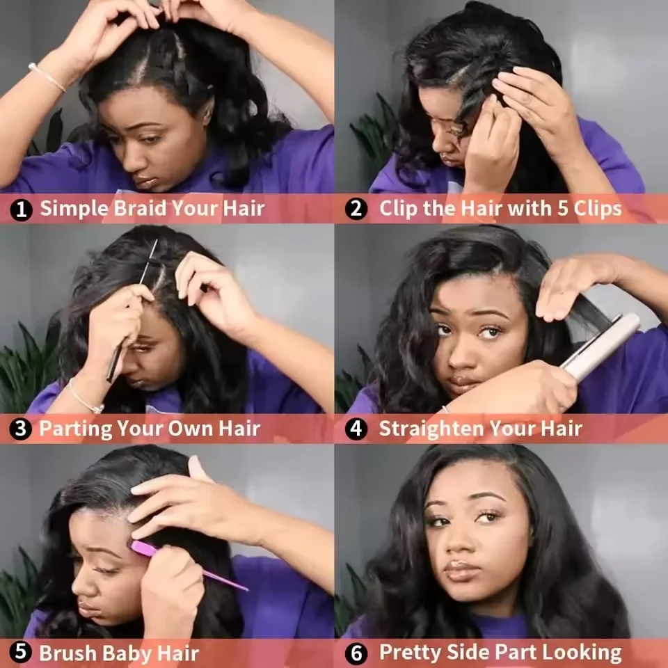 Peluca de cabello humano brasileño con ondas body wave, densidad 200, largo 30-32 pulgadas, color natural, sin pegamento ni leave out 6