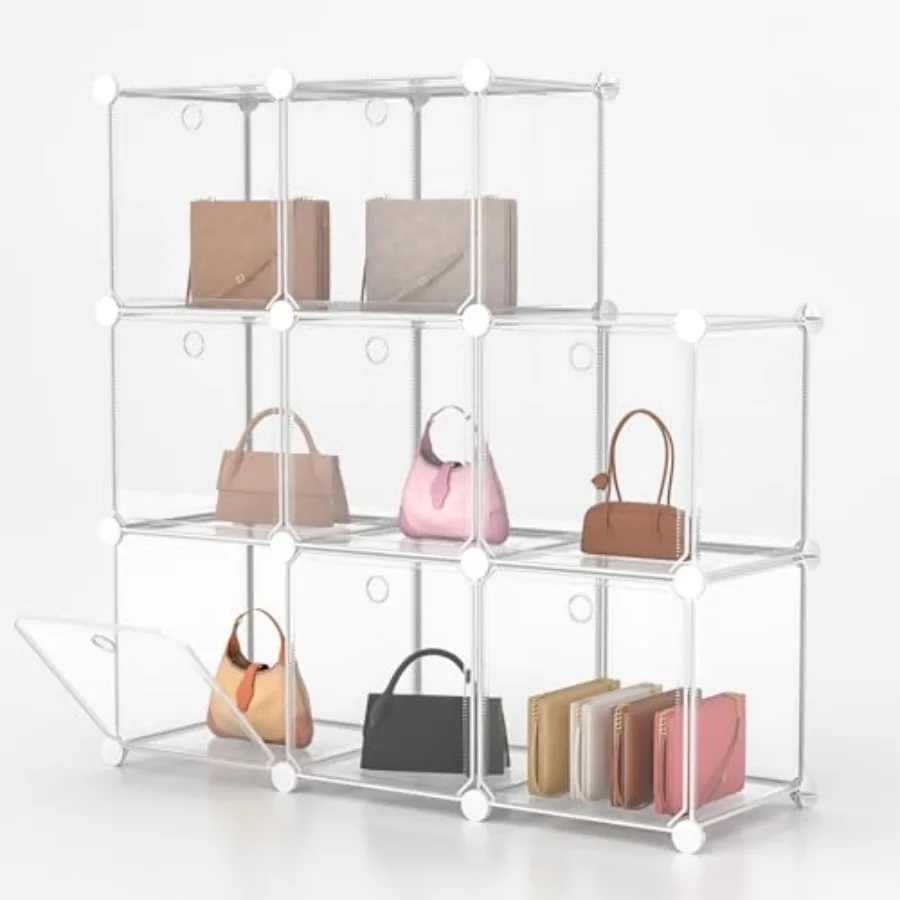 

8 Pack Purse Organizer for Closet Purse Storage Box with Door Clear Display Case Handbag Organizer Dustproof Storage Bins for H