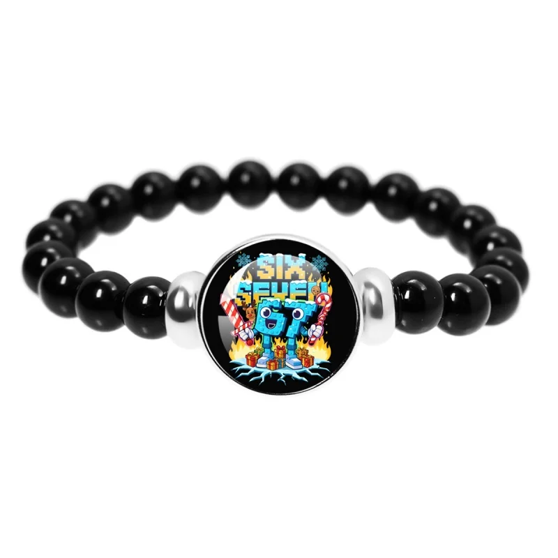 Game STEAL A BRAINROT Blue 67 sahur Cute No. 67 Handmade 18mm Beaded Bracelet Glass Game Surrounding  Accessories Jewelry Gifts