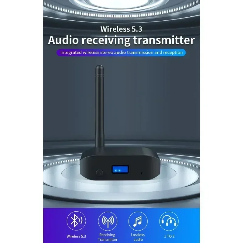 Multipoint Bluetooth 5.3 Audio Transmitter Receiver 3.5mm AUX 2 RCA Stereo Music Wireless Adapter 2-IN-1 For Car TV PC Speakers