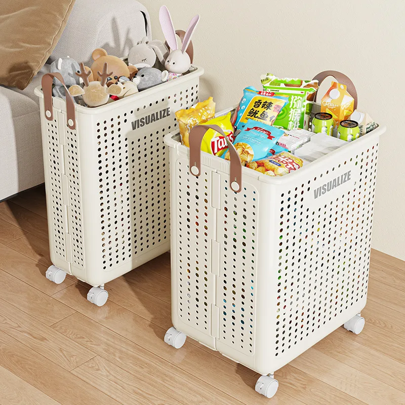 Multi-function Folding Laundry Basket with Pulley, Household, Large-capacity, Sundries, Bathroom Storage